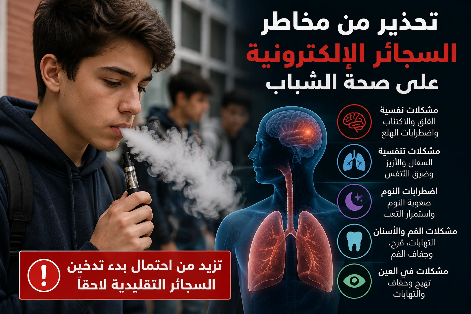 دراسة تحذر من مخاطر السجائر الإلكترونية على صحة الشباب